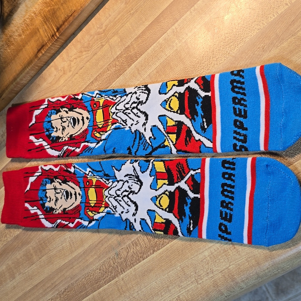 DC Comics Superman Crew Socks - Red and Blue NWOT